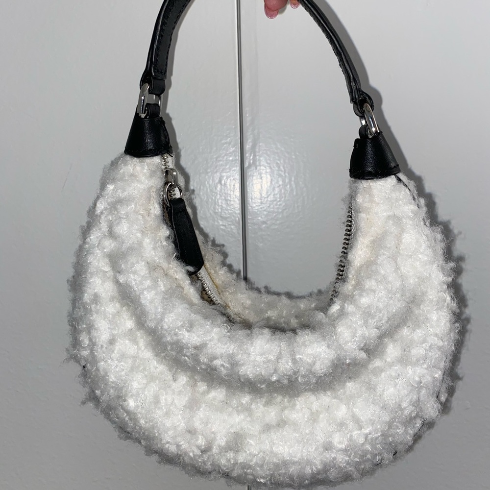 Staud Mini Shoulder Bag. Shearling. NEVER RELEASED.